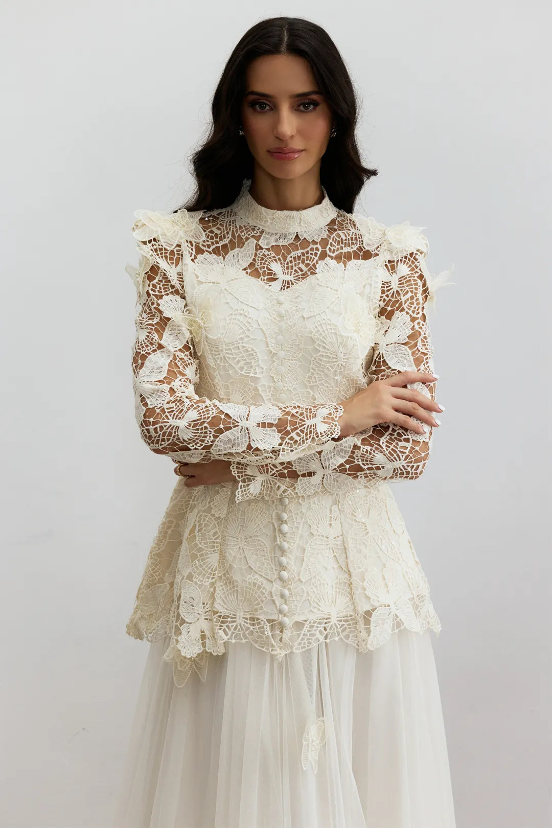 Leah | Women’s High Neck Long Sleeve Butterfly Flowy Two Piece Set
