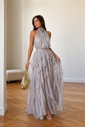 Leanna | Women’s Sleeveless Draped Wedding Guest Maxi Dress