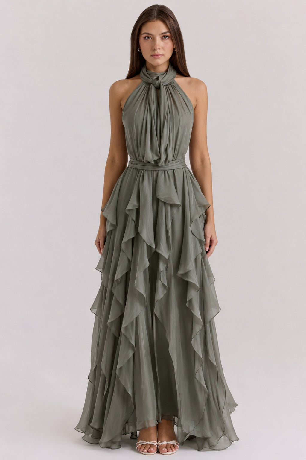 Leanna | Women’s Sleeveless Draped Wedding Guest Maxi Dress
