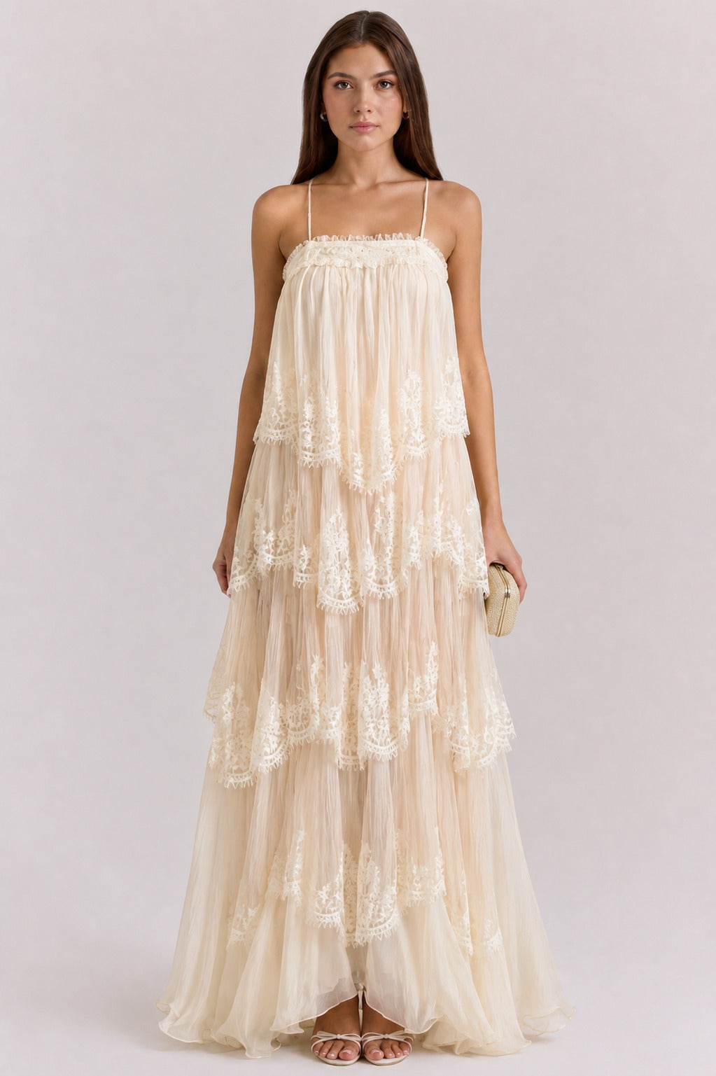 Leanne | Women’s Sleeveless Tiered Square Neck Maxi Dress