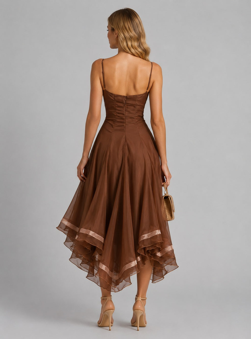 Leslie | Women’s High Slit Sleeveless Ruffled Midi Dress