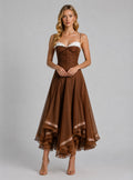 Leslie | Women’s High Slit Sleeveless Ruffled Midi Dress