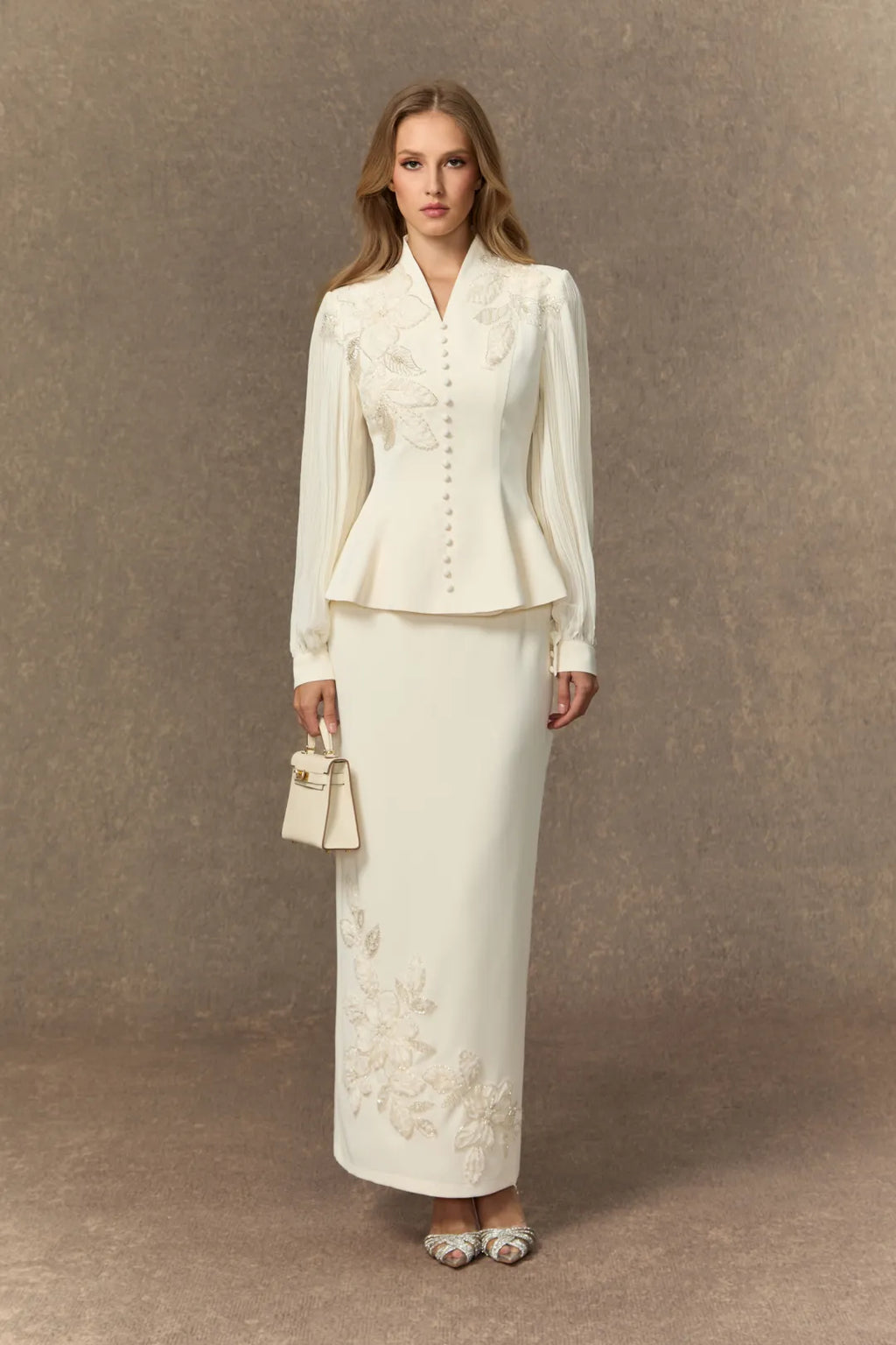 Lilian | Women’s Pleated Long Sleeve High Neck Two Piece Set