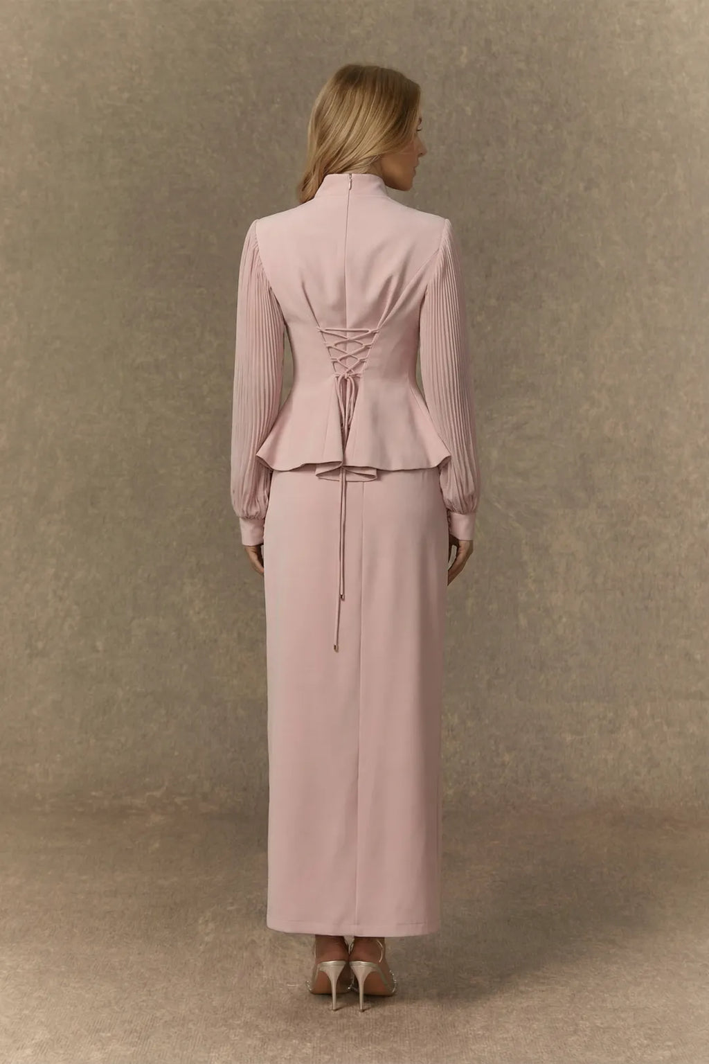 Lilian | Women’s Pleated Long Sleeve High Neck Two Piece Set
