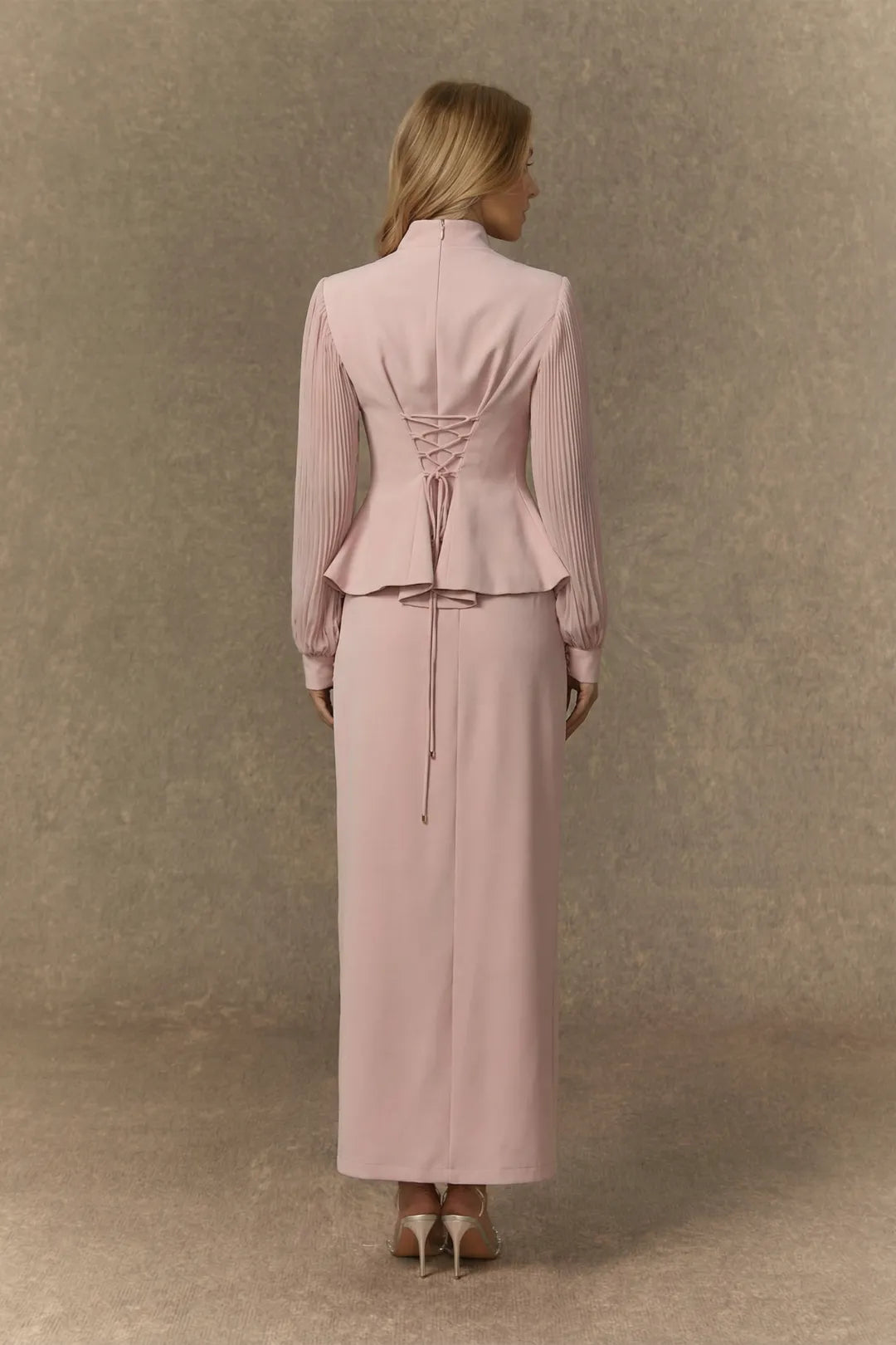 Lilian | Women’s Pleated Long Sleeve High Neck Two Piece Set