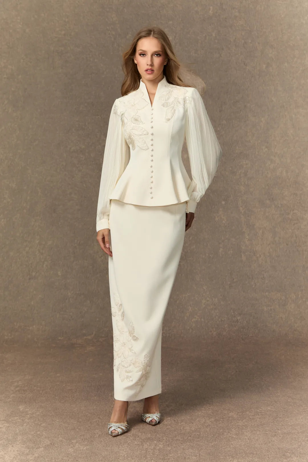 Lilian | Women’s Pleated Long Sleeve High Neck Two Piece Set