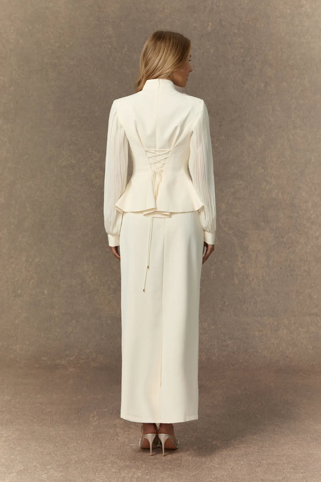 Lilian | Women’s Pleated Long Sleeve High Neck Two Piece Set