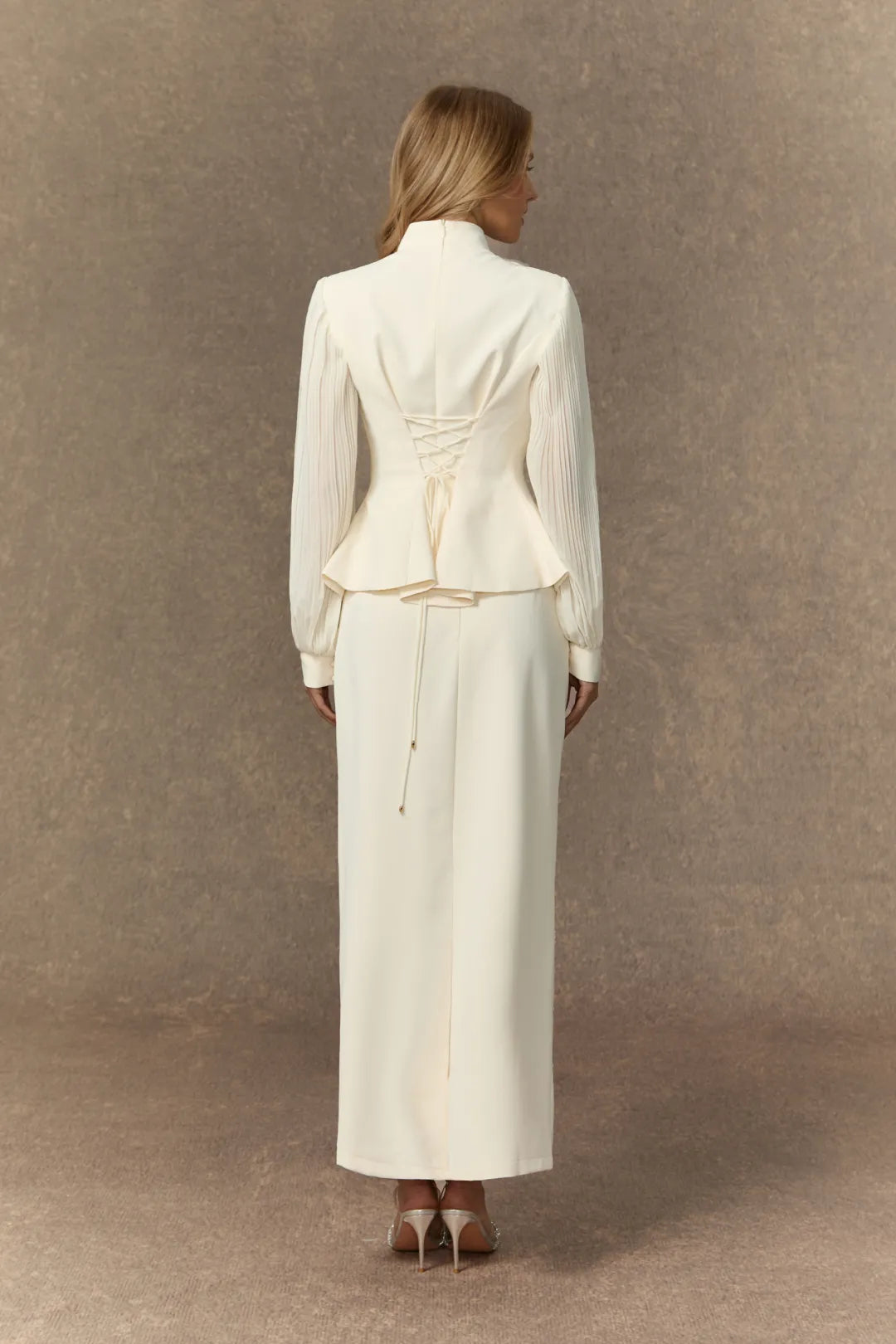 Lilian | Women’s Pleated Long Sleeve High Neck Two Piece Set