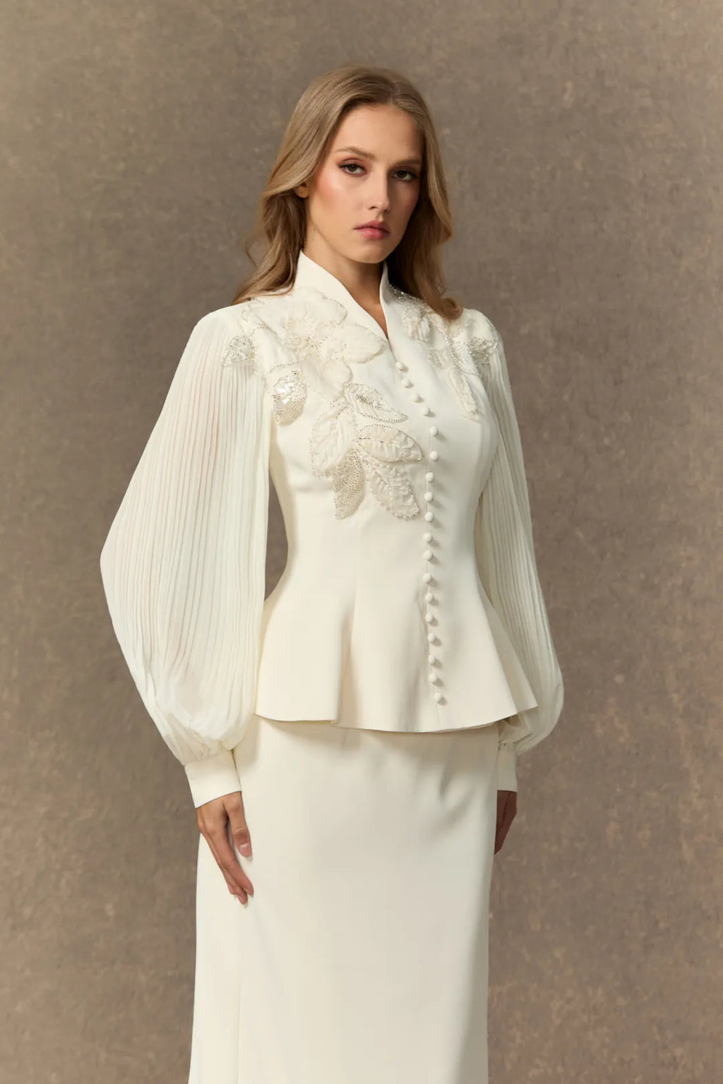 Lilian | Women’s Pleated Long Sleeve High Neck Two Piece Set