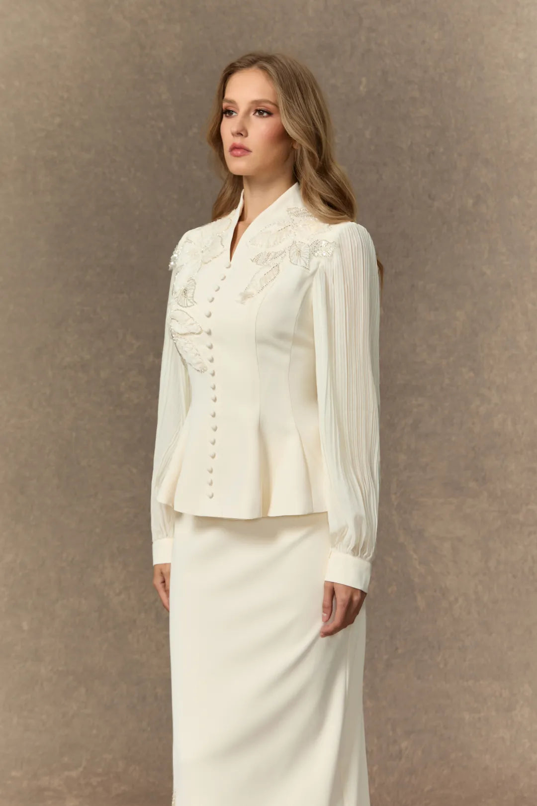 Lilian | Women’s Pleated Long Sleeve High Neck Two Piece Set