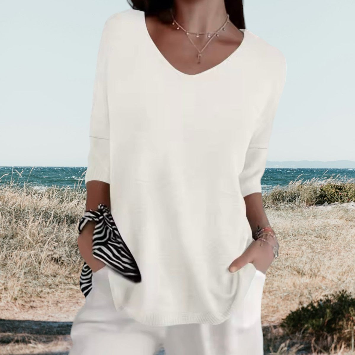 Lily | Women’s Short Sleeve V Neck Summer Blouse