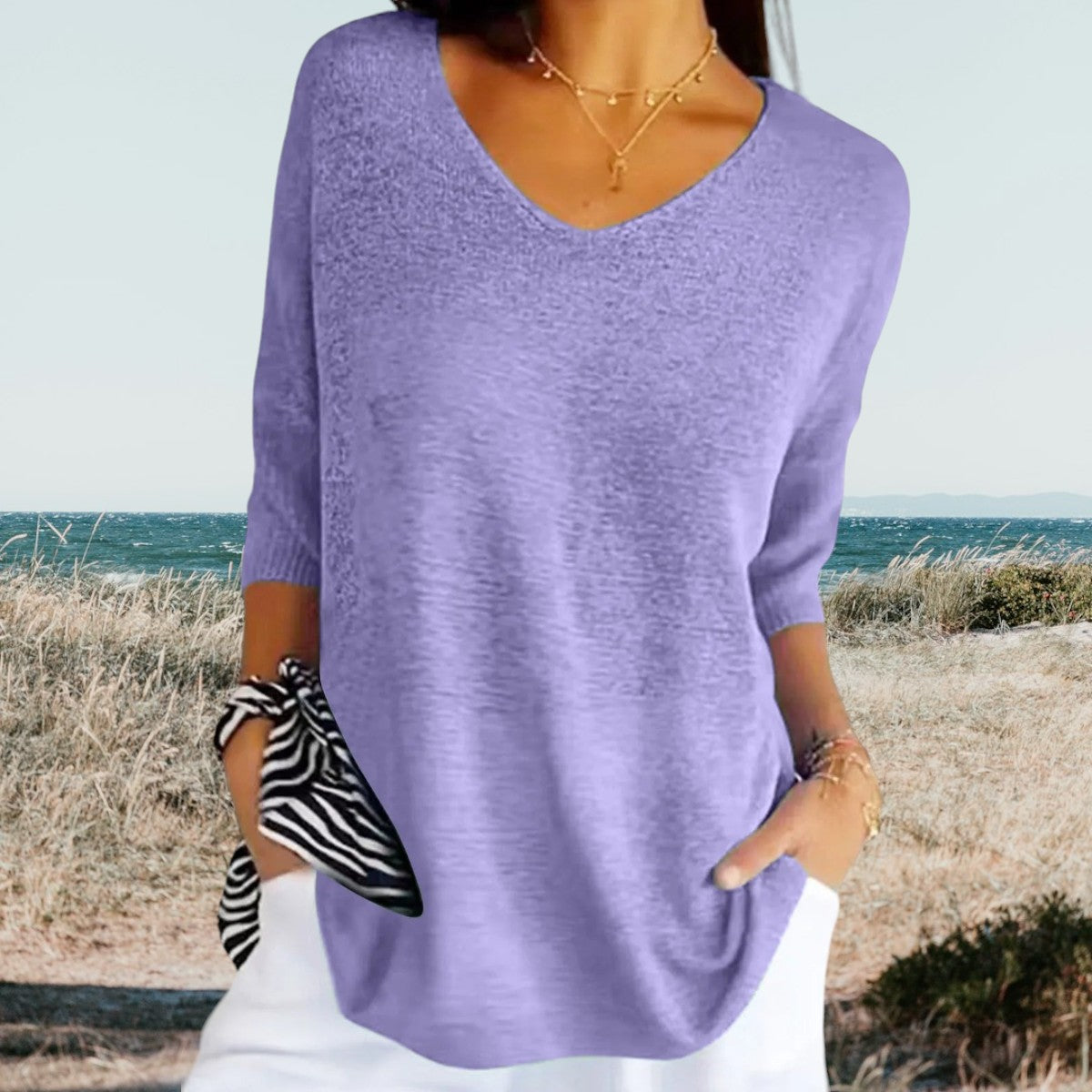 Lily | Women’s Short Sleeve V Neck Summer Blouse