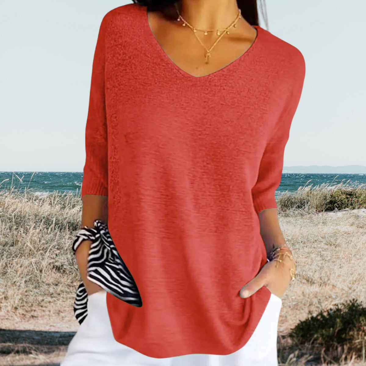 Lily | Women’s Short Sleeve V Neck Summer Blouse