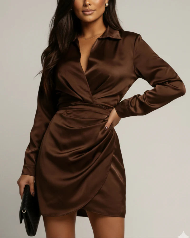 Lily | Women’s Long Sleeves V Neck Mini Dress