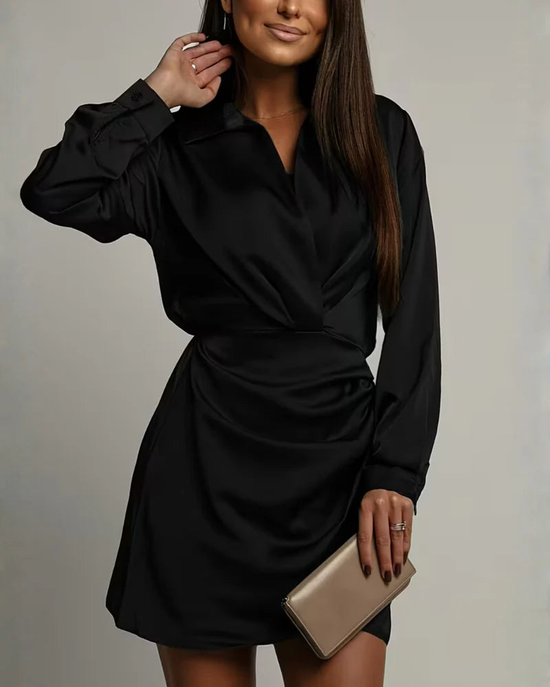 Lily | Women’s Long Sleeves V Neck Mini Dress