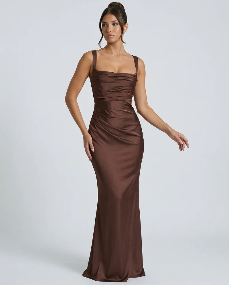 Linda | Women’s Square Neck Backless Wedding Guest Dress