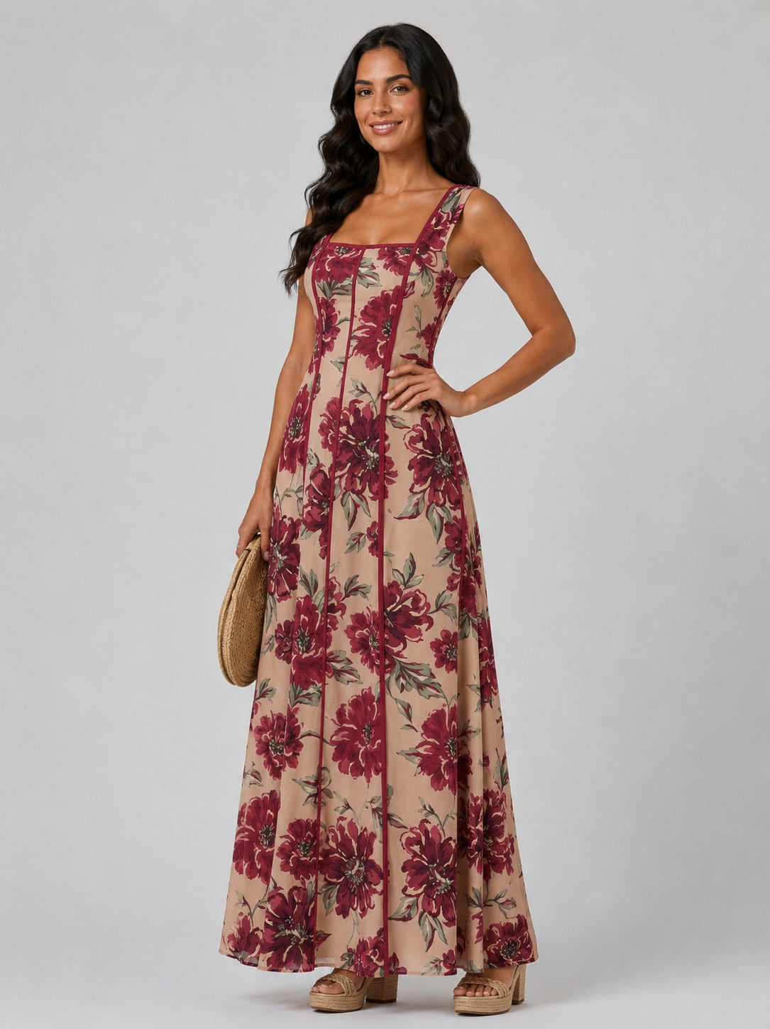 Lorraine | Women’s Square Neck Flowy Floral Wedding Guest Dress