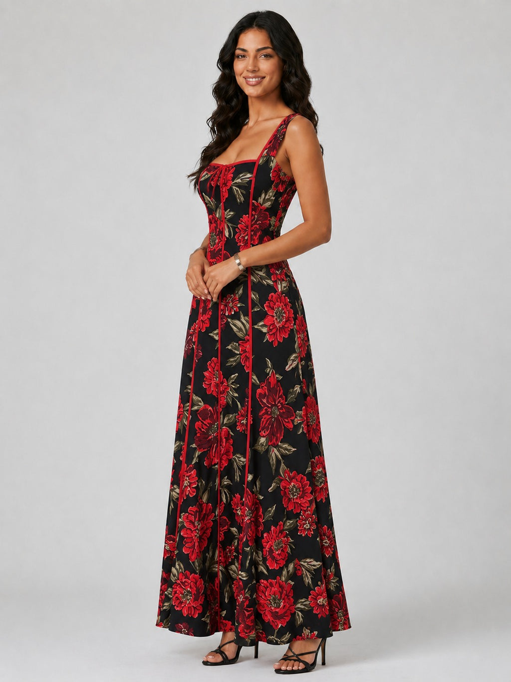 Lorraine | Women’s Square Neck Flowy Floral Wedding Guest Dress