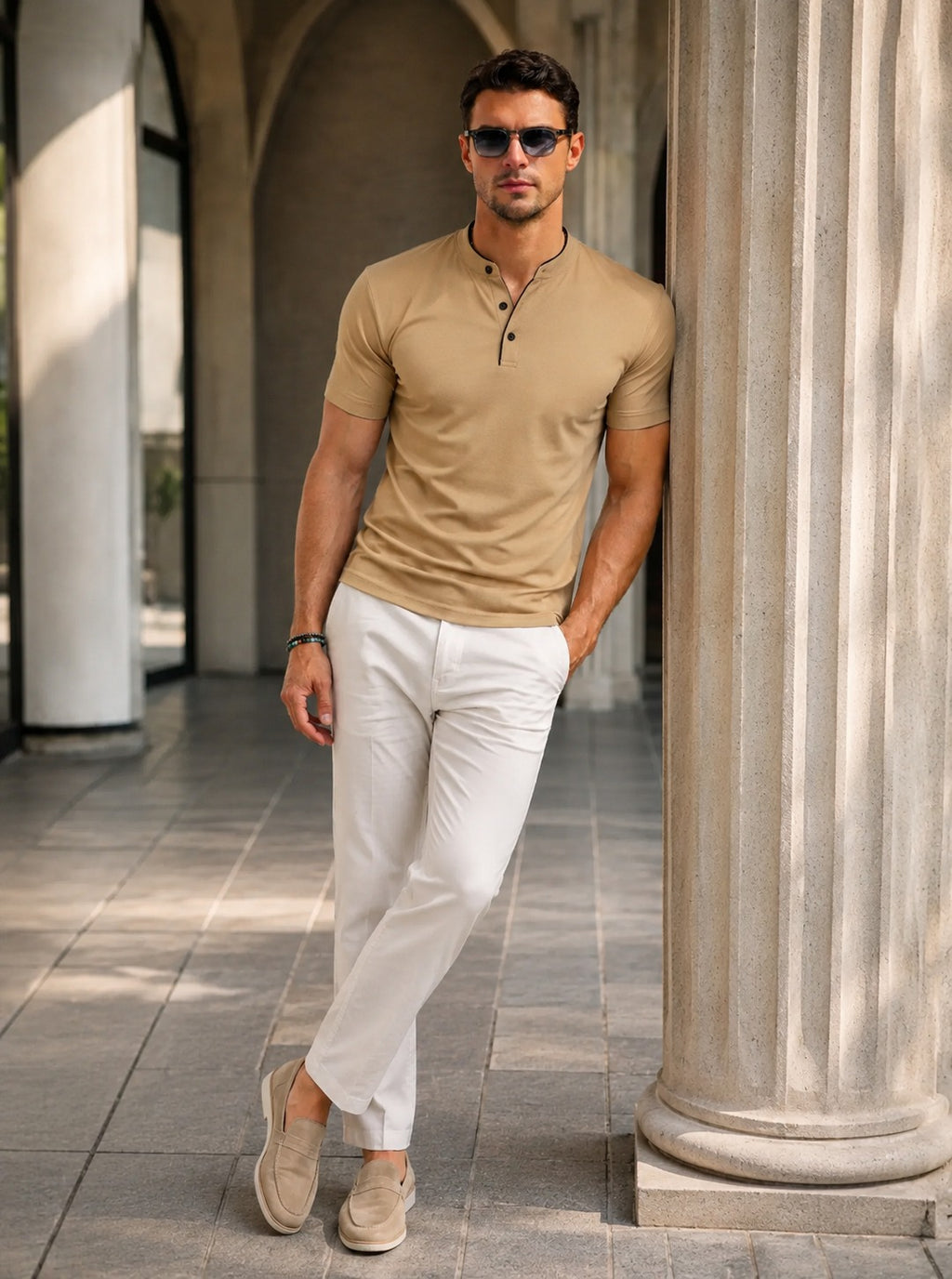 Lucas | Men's Mandarin Collar Short-Sleeve Polo Shirt