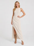 Luisa | Women’s Crew Neck Sleeveless High Slit Maxi Dress