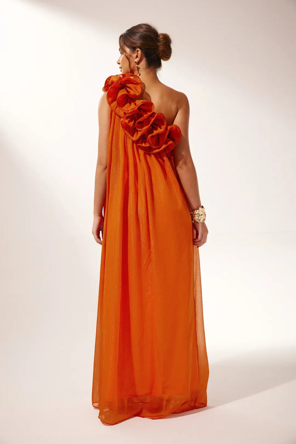 Lydia | Women’s Asymmetrical One Shoulder Ruffle Draped Maxi Dress