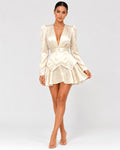 Lynda | Women’s V Neck Long Sleeve Flowy Mini Dress