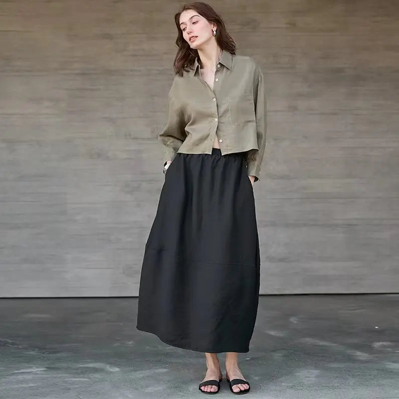 Marcela | Women's Cropped Long Sleeve Collared Shirt