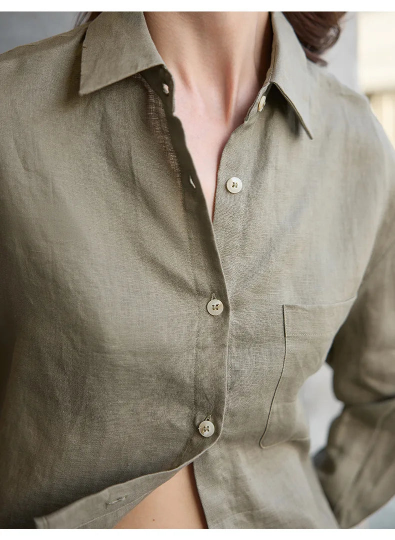 Marcela | Women's Cropped Long Sleeve Collared Shirt