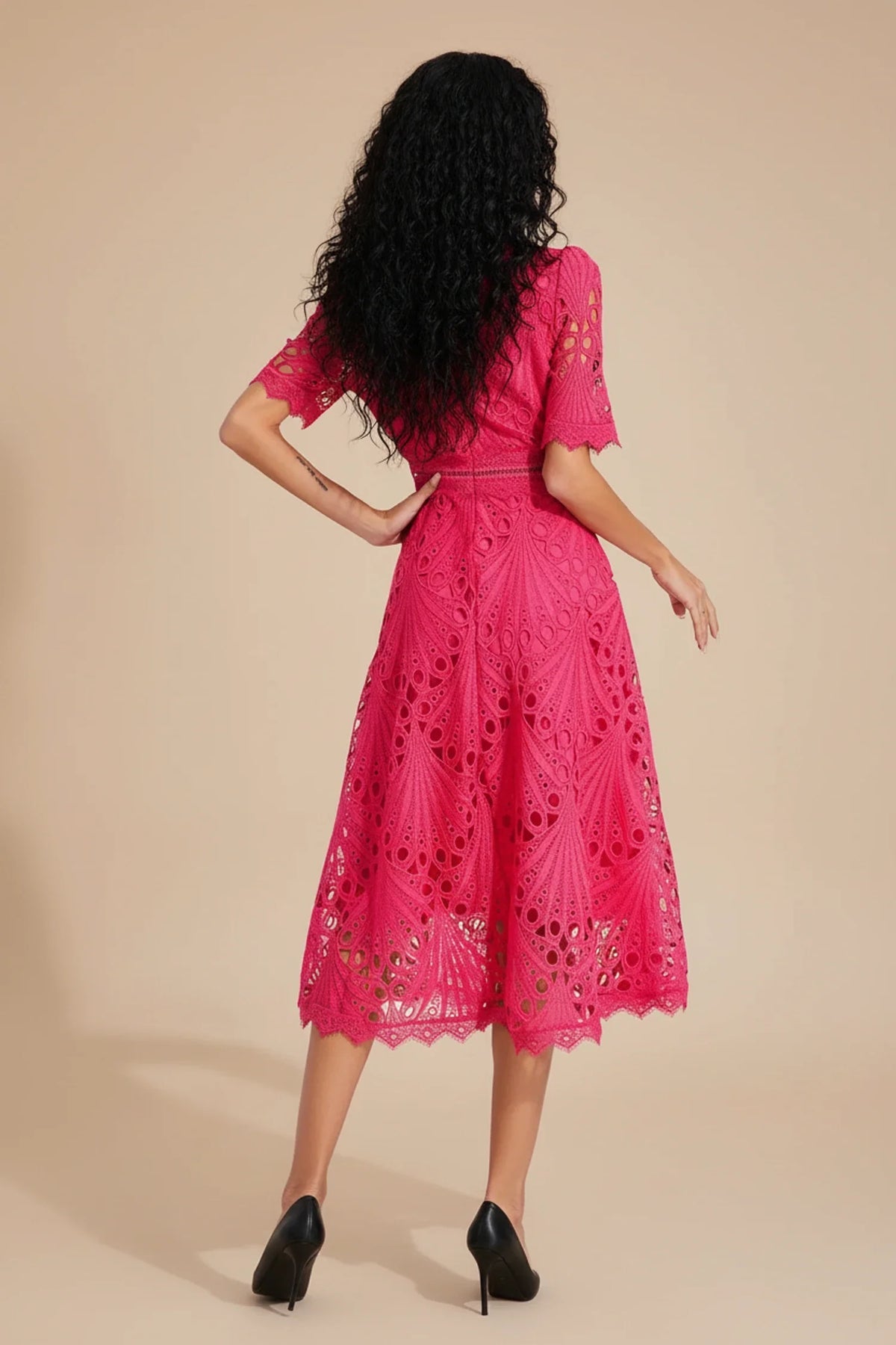 Mariah | Women's Short Sleeve Mock Neck Wedding Guest Dress