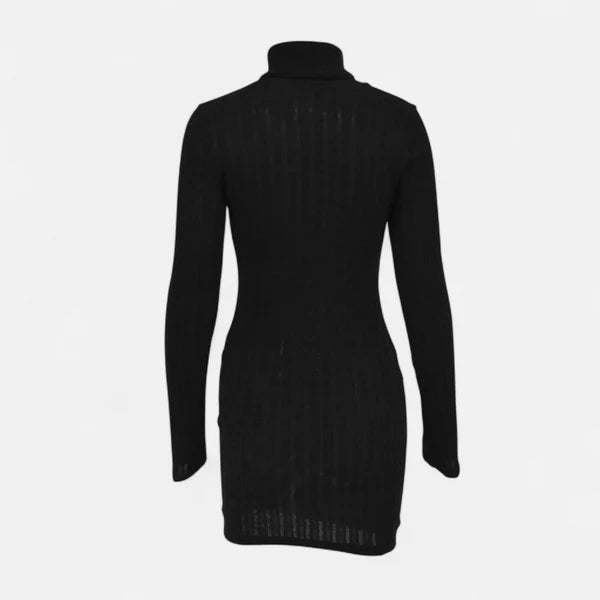 Marie | Women’s Turtleneck Long Sleeve Ribbed Mini Dress