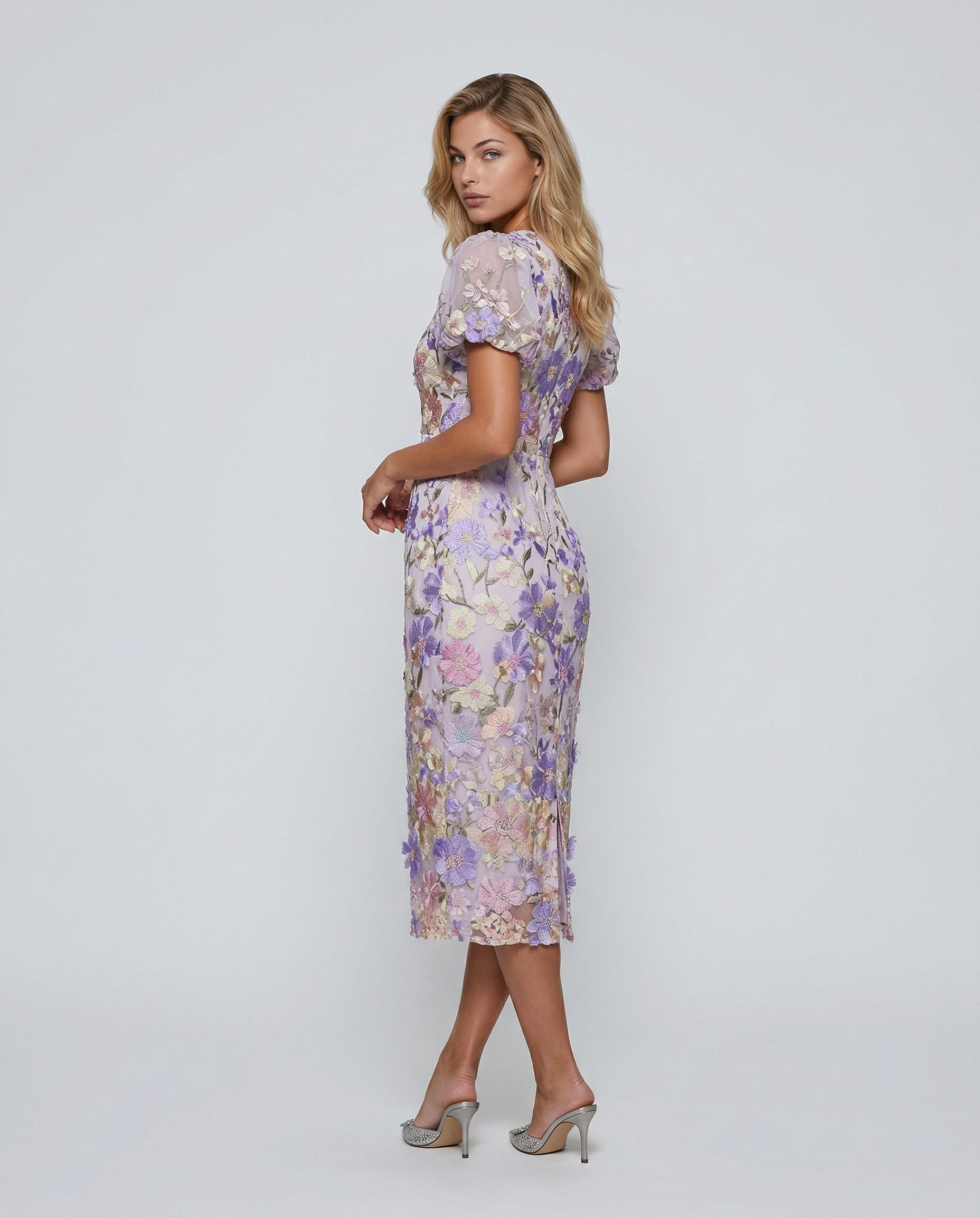 Marjorie | Women's Floral Bodycon V Neck Wedding Guest Dress