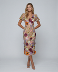 Marjorie | Women's Floral Bodycon V Neck Wedding Guest Dress