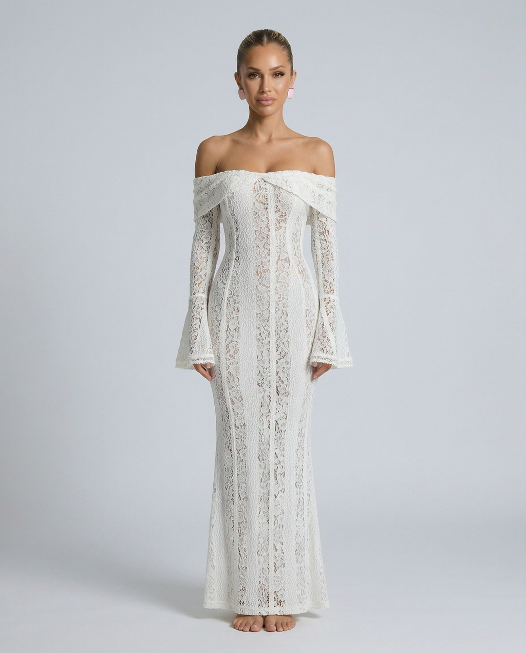 Marlene | Women's Long Sleeve Off Shoulder Wedding Guest Dress