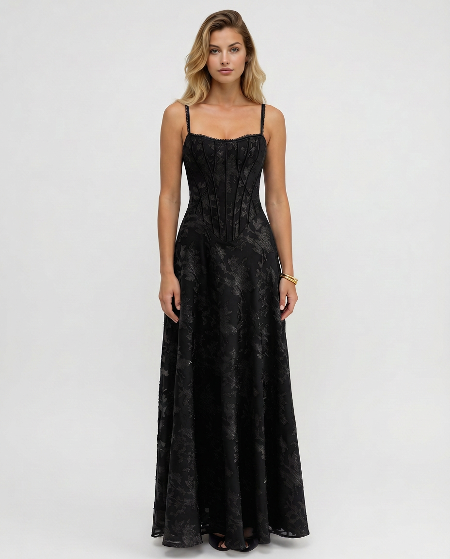 Marley | Women's Corset Square Neck Wedding Guest Dress