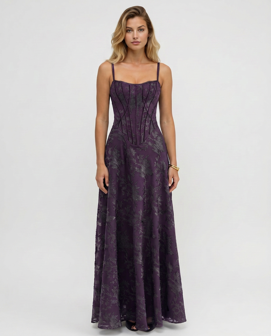 Marley | Women's Corset Square Neck Wedding Guest Dress