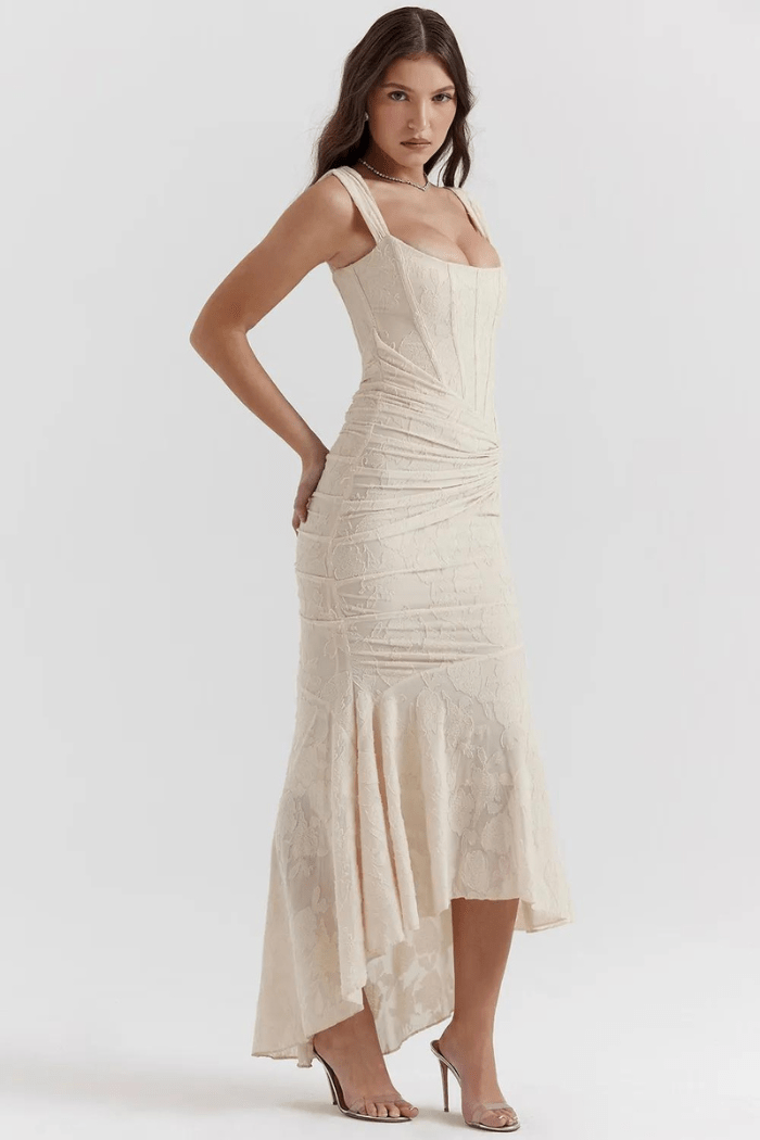 Mary | Women’s Sleeveless Ruched Wedding Guest Maxi Dress