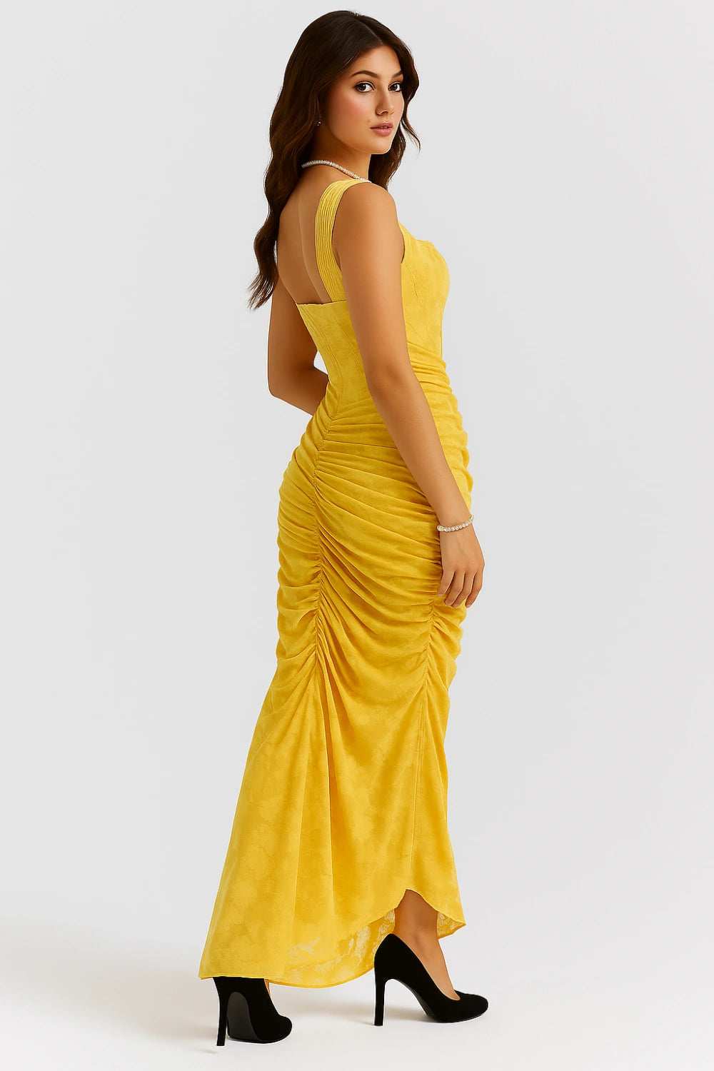 Mary | Women’s Sleeveless Ruched Wedding Guest Maxi Dress