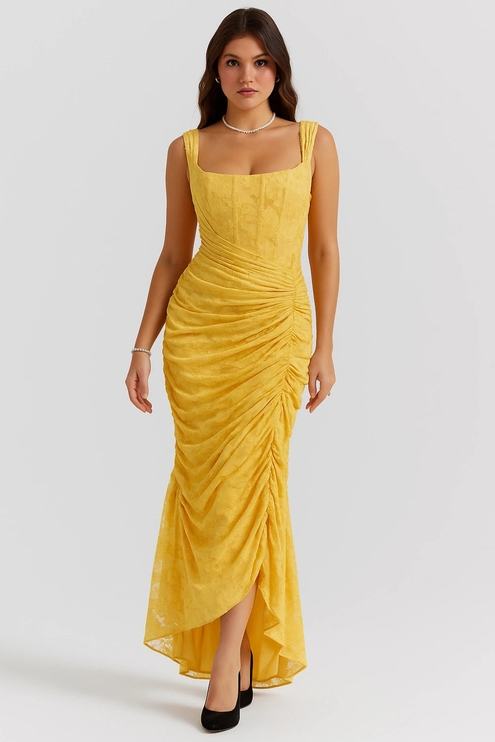 Mary | Women’s Sleeveless Ruched Wedding Guest Maxi Dress