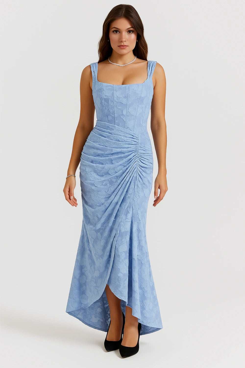 Mary | Women’s Sleeveless Ruched Wedding Guest Maxi Dress