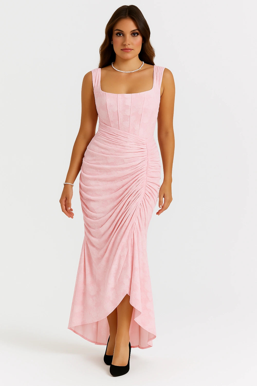 Mary | Women’s Sleeveless Ruched Wedding Guest Maxi Dress