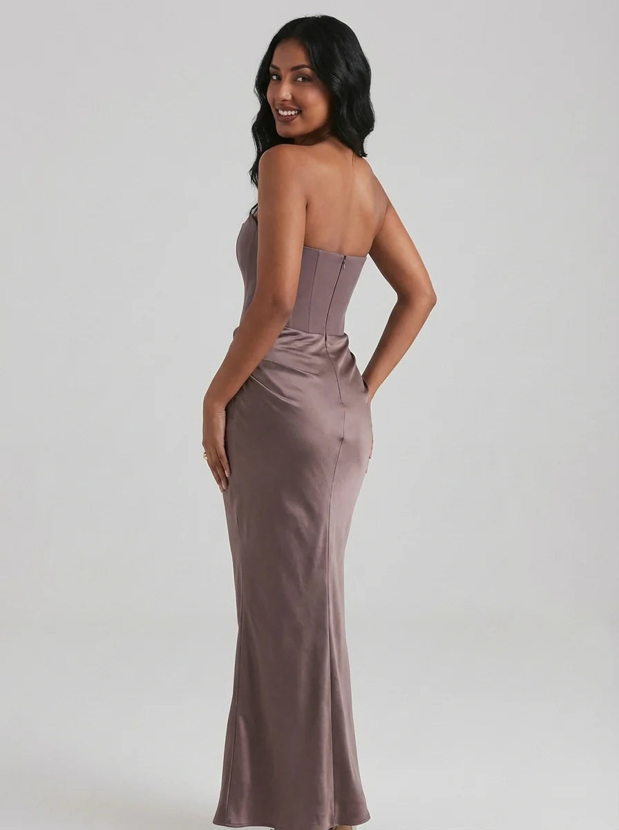 Mary | Women’s Strapless Sweetheart Ruched Maxi Dress