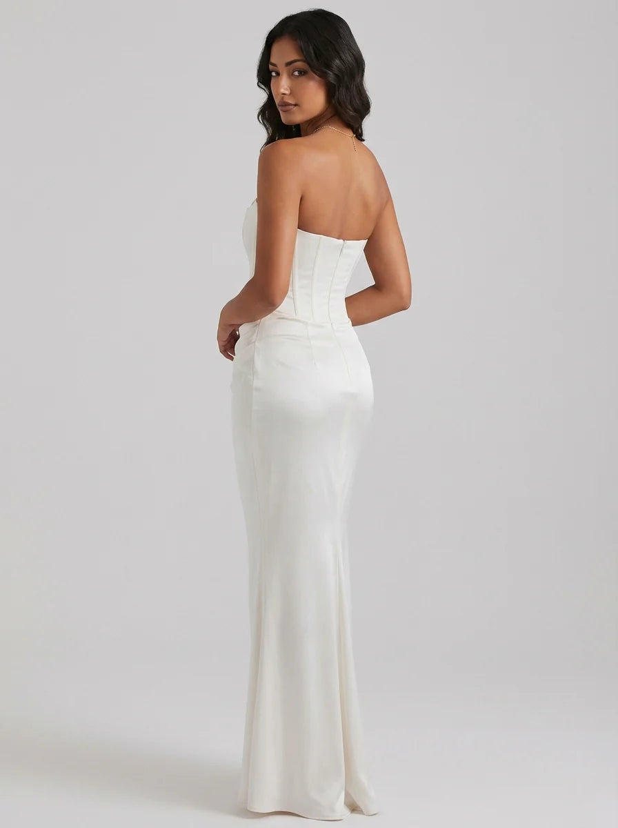 Mary | Women’s Strapless Sweetheart Ruched Maxi Dress