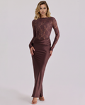 Maryjo | Women's Fitted Round Neck Long Sleeve Maxi Dress