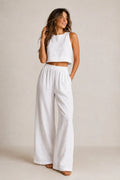 Maura | Women’s Crew Neck Sleeveless Wide Leg Two Piece Set