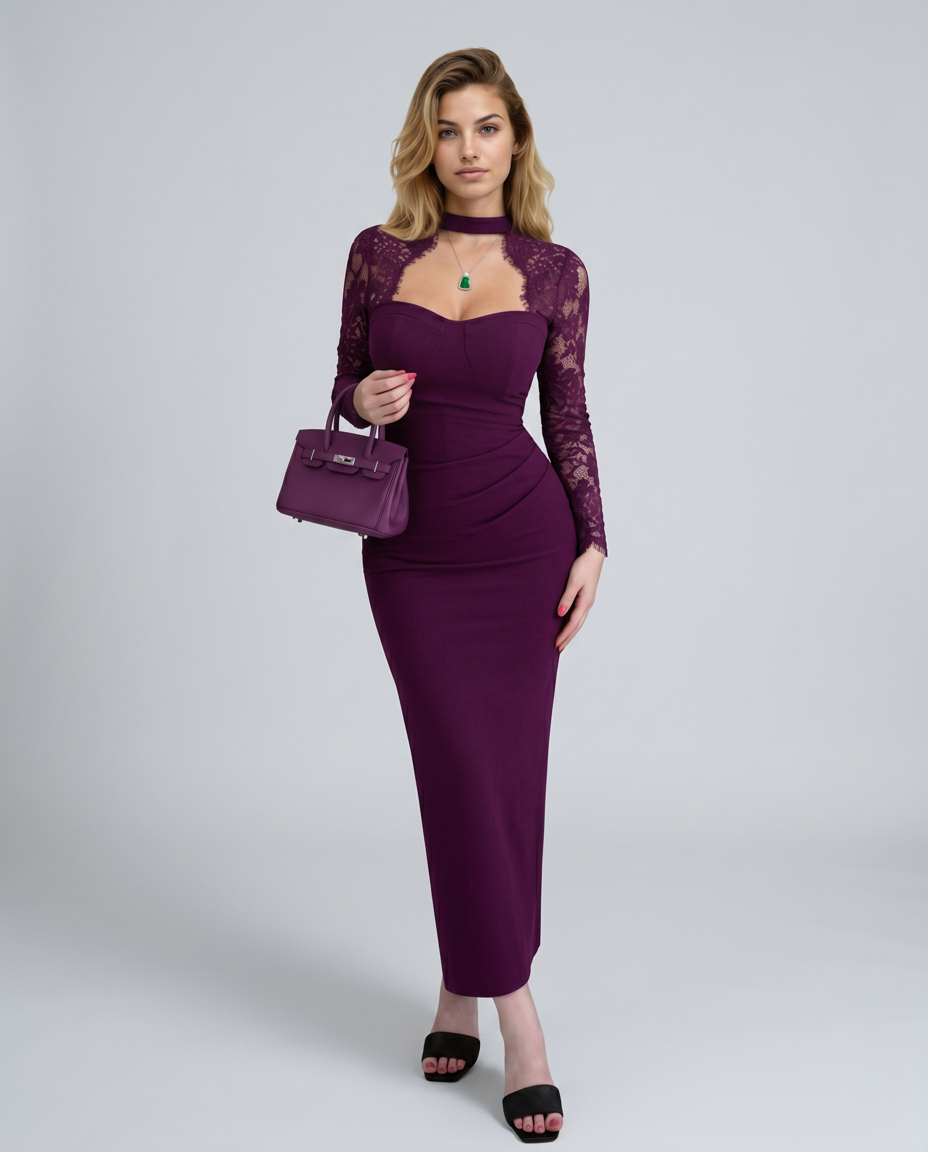 Maureen | Women's Fitted High Neck Bodycon Wedding Guest Dress
