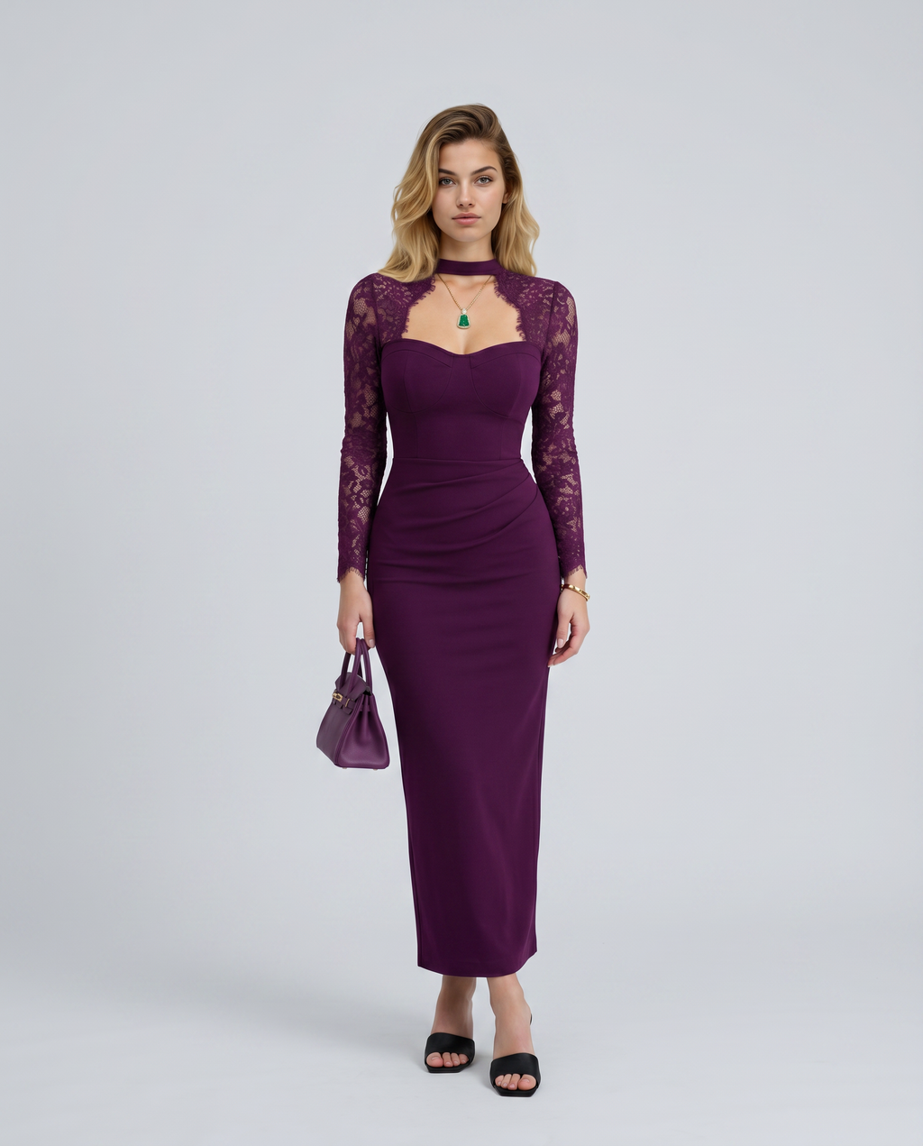 Maureen | Women's Fitted High Neck Bodycon Wedding Guest Dress