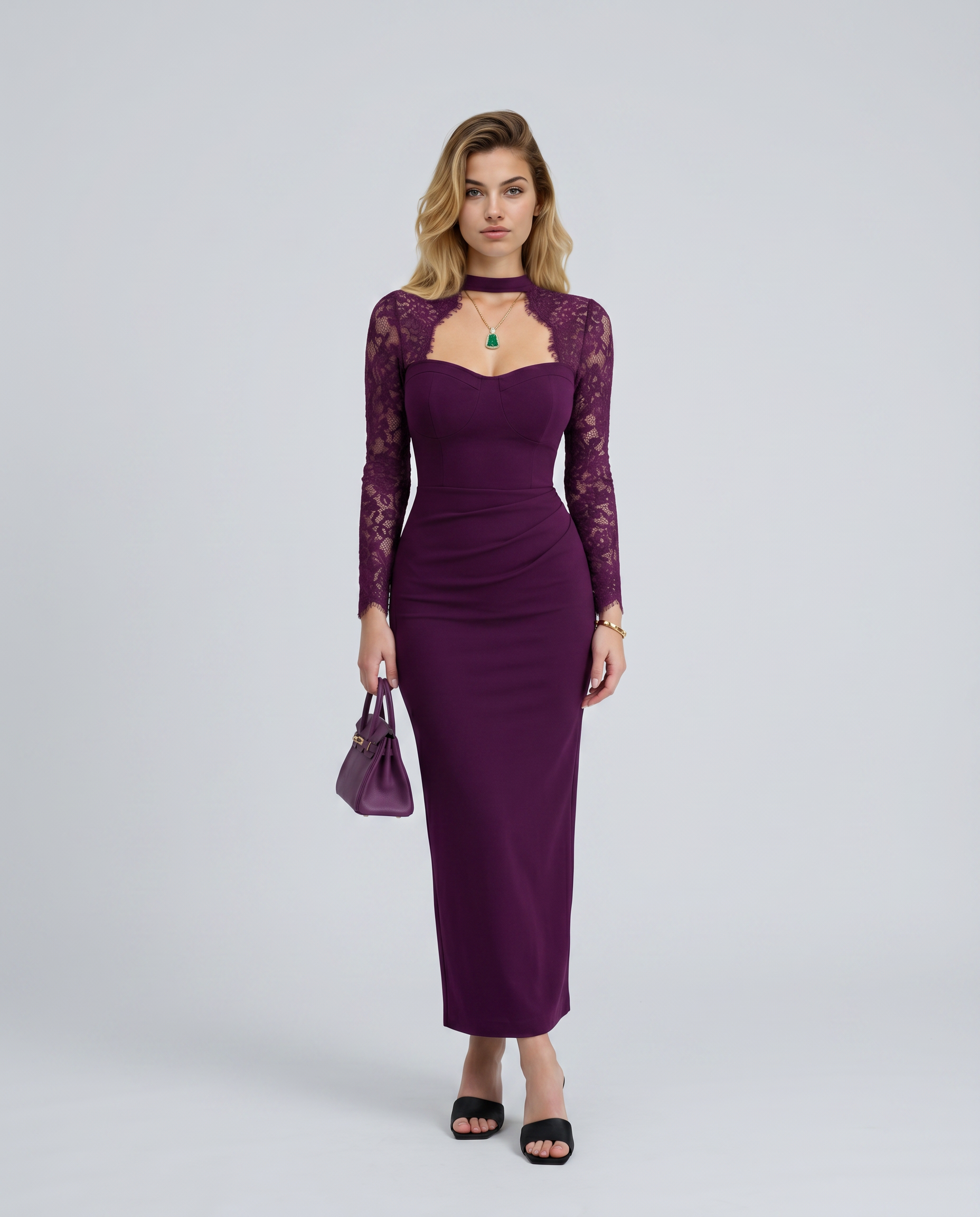 Maureen | Women's Fitted High Neck Bodycon Wedding Guest Dress