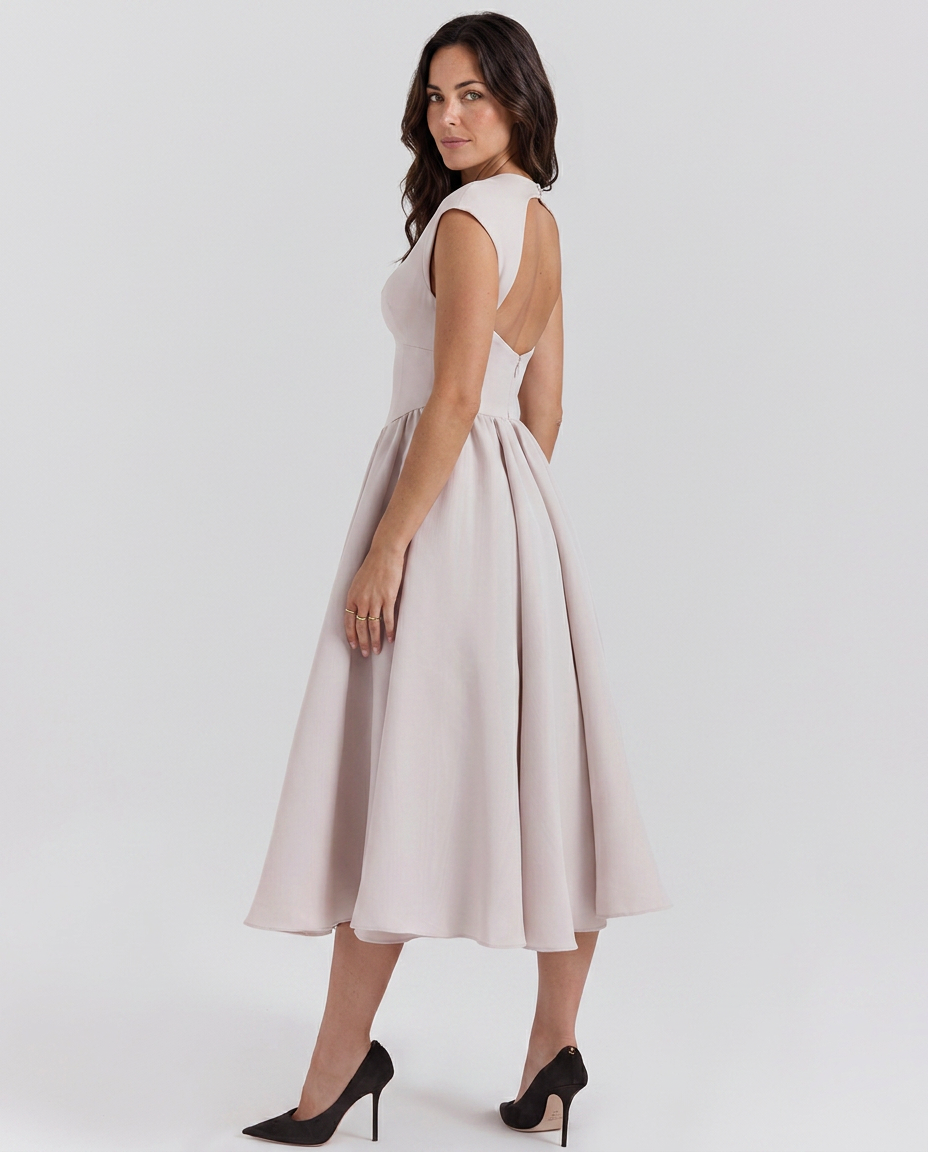 Melissa | Women's Open Back Boat Neck Wedding Guest Dress