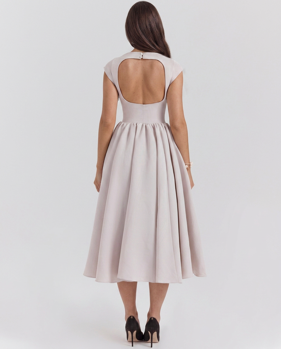Melissa | Women's Open Back Boat Neck Wedding Guest Dress