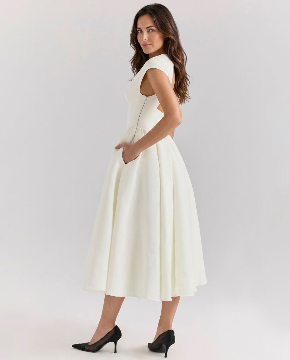 Melissa | Women's Open Back Boat Neck Wedding Guest Dress